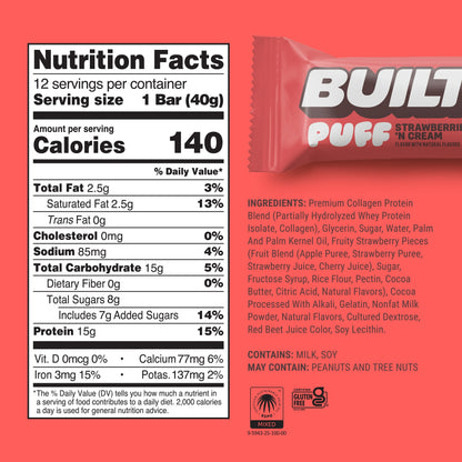 Strawberries N Cream Puff Protein Bar | Built High Protein Snack