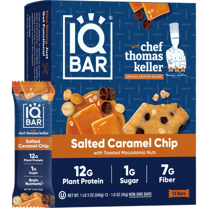 IQBAR Salted Caramel Chip — Protein-Packed Energy Bars (12-Pack)