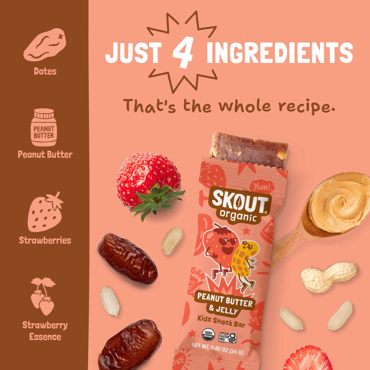 Skout Organic Peanut Butter & Jelly Kids Bar