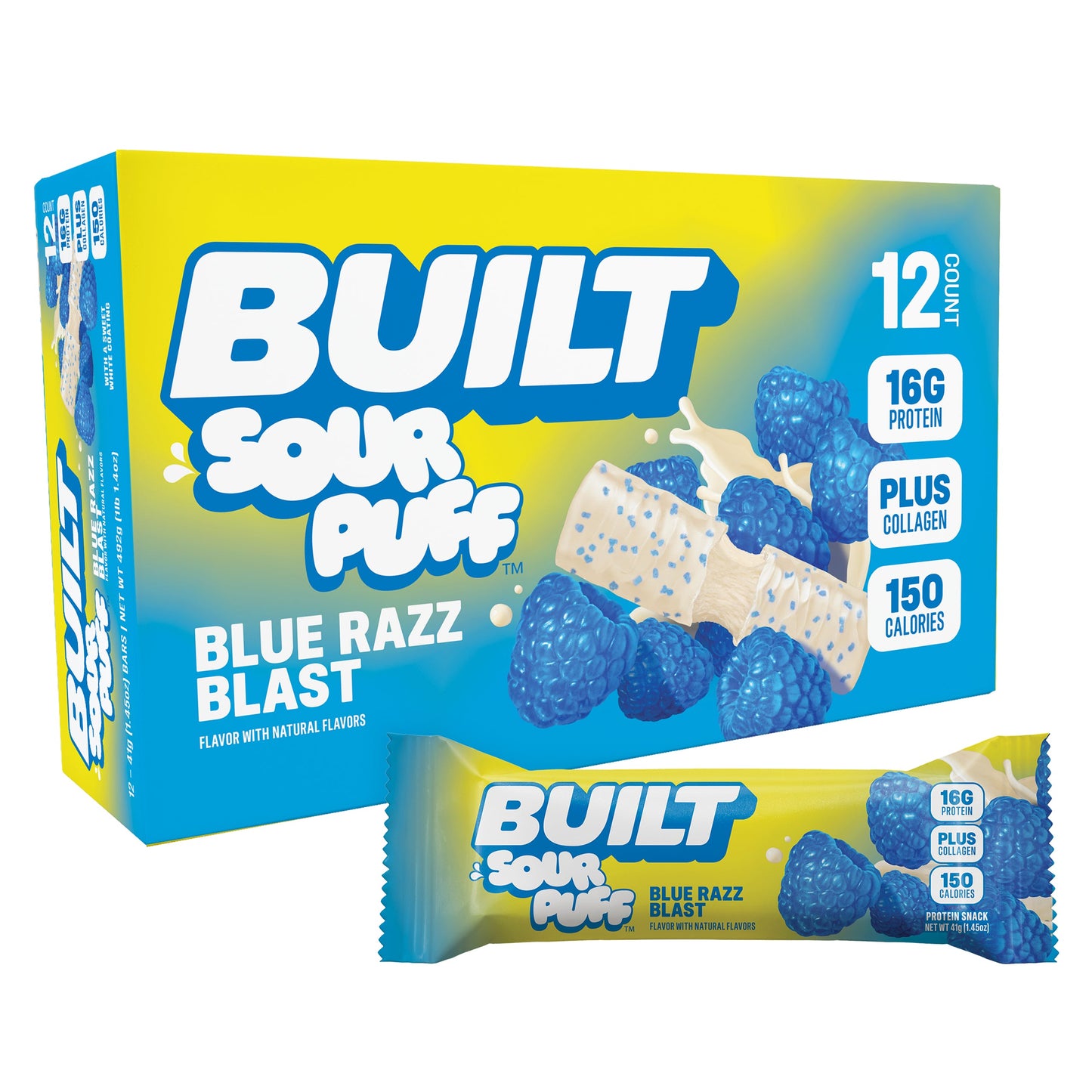 Blue Razz Blast Sour Puff Protein Bar | Built Snack