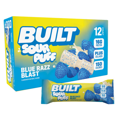 Blue Razz Blast Sour Puff Protein Bar | Built Snack
