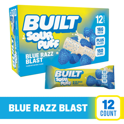 Blue Razz Blast Sour Puff Protein Bar | Built Snack