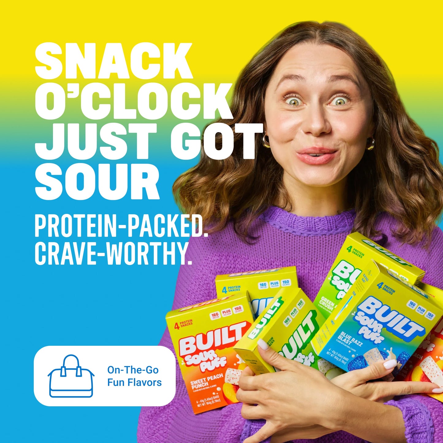 Blue Razz Blast Sour Puff Protein Bar | Built Snack