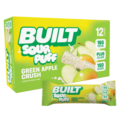 Green Apple Crush Sour Puff Protein Bar | High Protein Low Sugar Snack