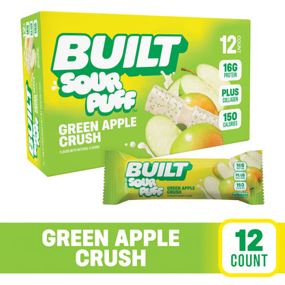 Green Apple Crush Sour Puff Protein Bar | High Protein Low Sugar Snack