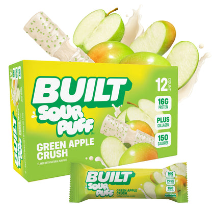 Green Apple Crush Sour Puff Protein Bar | High Protein Low Sugar Snack
