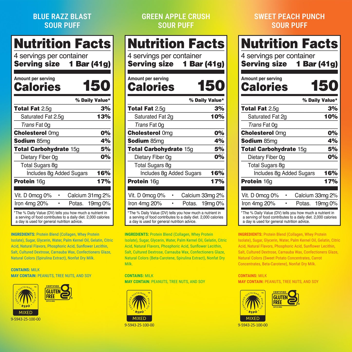 Sour Puff Protein Bar Variety Pack 12ct – Assorted Sour Flavors