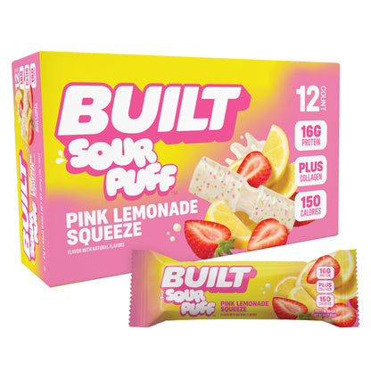 Pink Lemonade Sour Puff Protein Bar | Built High Protein Snack
