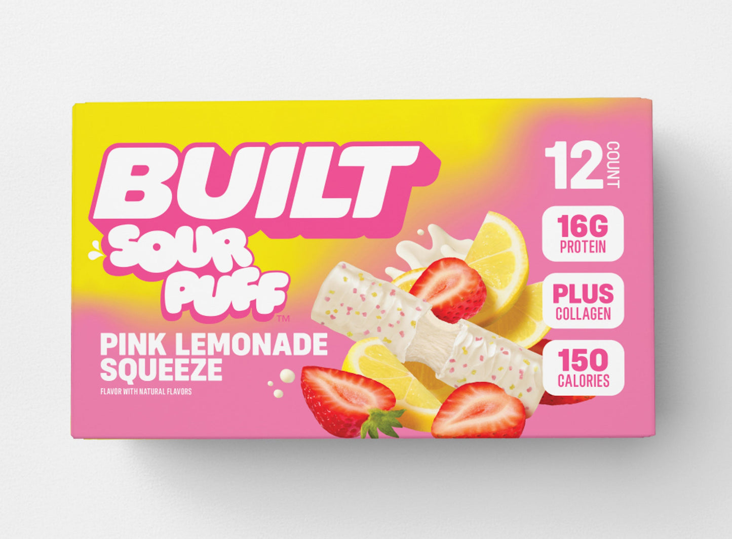 Pink Lemonade Sour Puff Protein Bar | Built High Protein Snack
