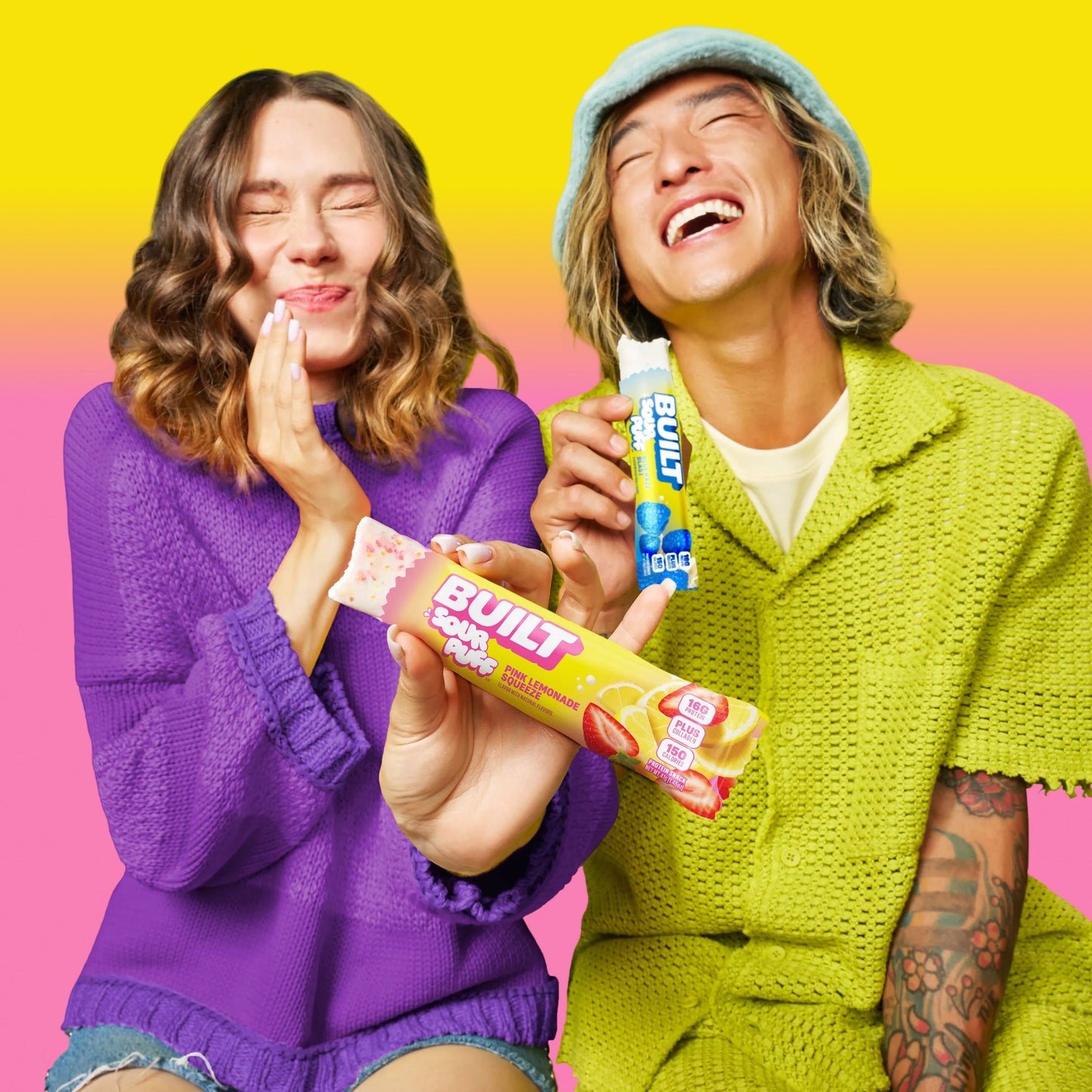 Pink Lemonade Sour Puff Protein Bar | Built High Protein Snack