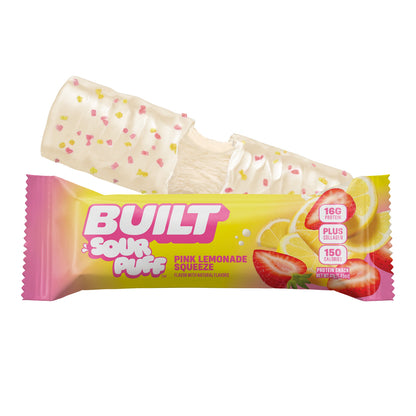 Pink Lemonade Sour Puff Protein Bar | Built High Protein Snack