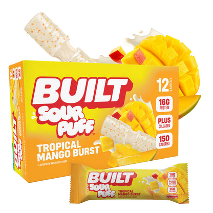 Tropical Mango Burst Sour Puff Protein Bar | Built High Protein Snack