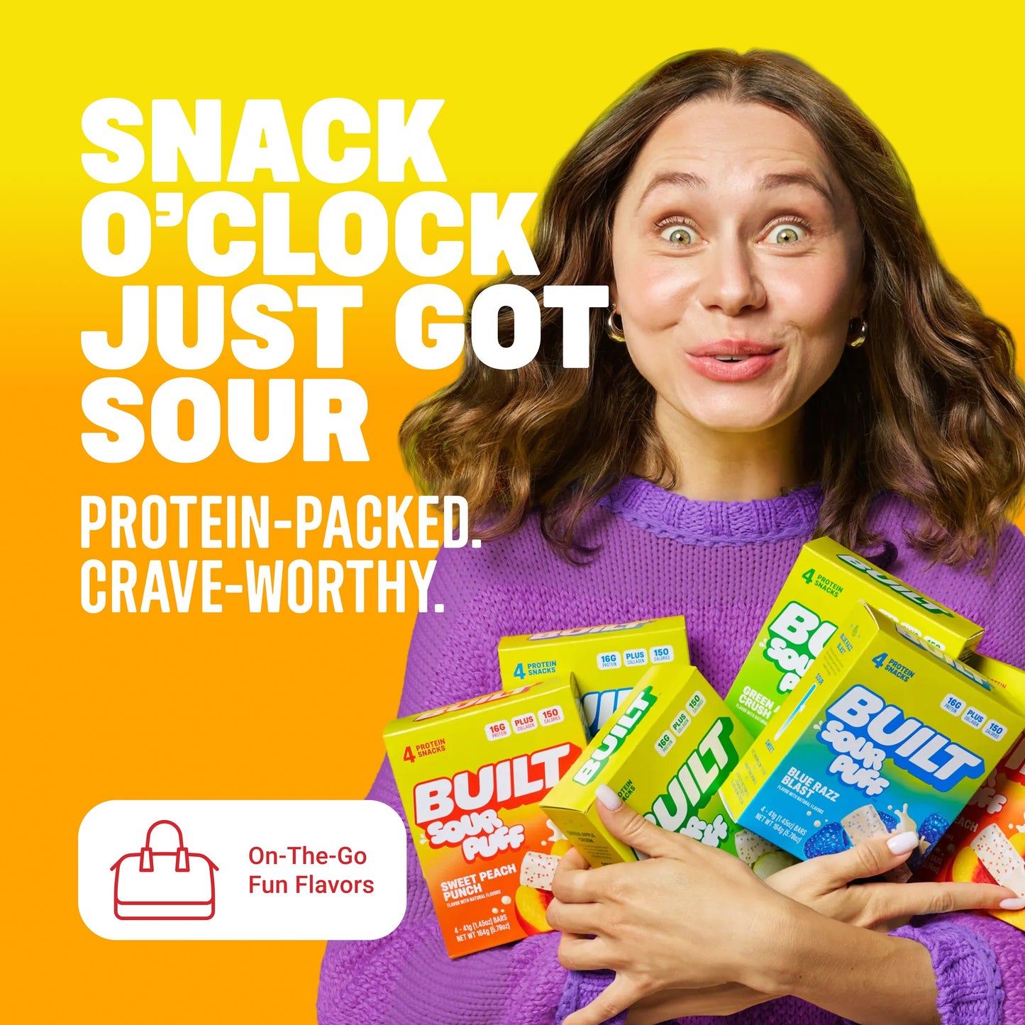 Tropical Mango Burst Sour Puff Protein Bar | Built High Protein Snack