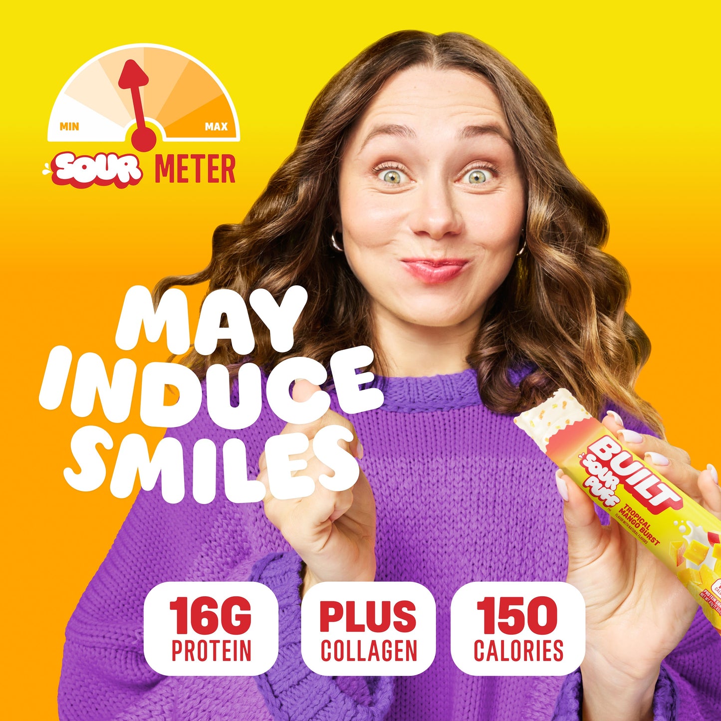 Tropical Mango Burst Sour Puff Protein Bar | Built High Protein Snack