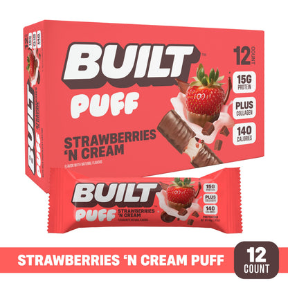 Strawberries N Cream Puff Protein Bar | Built High Protein Snack