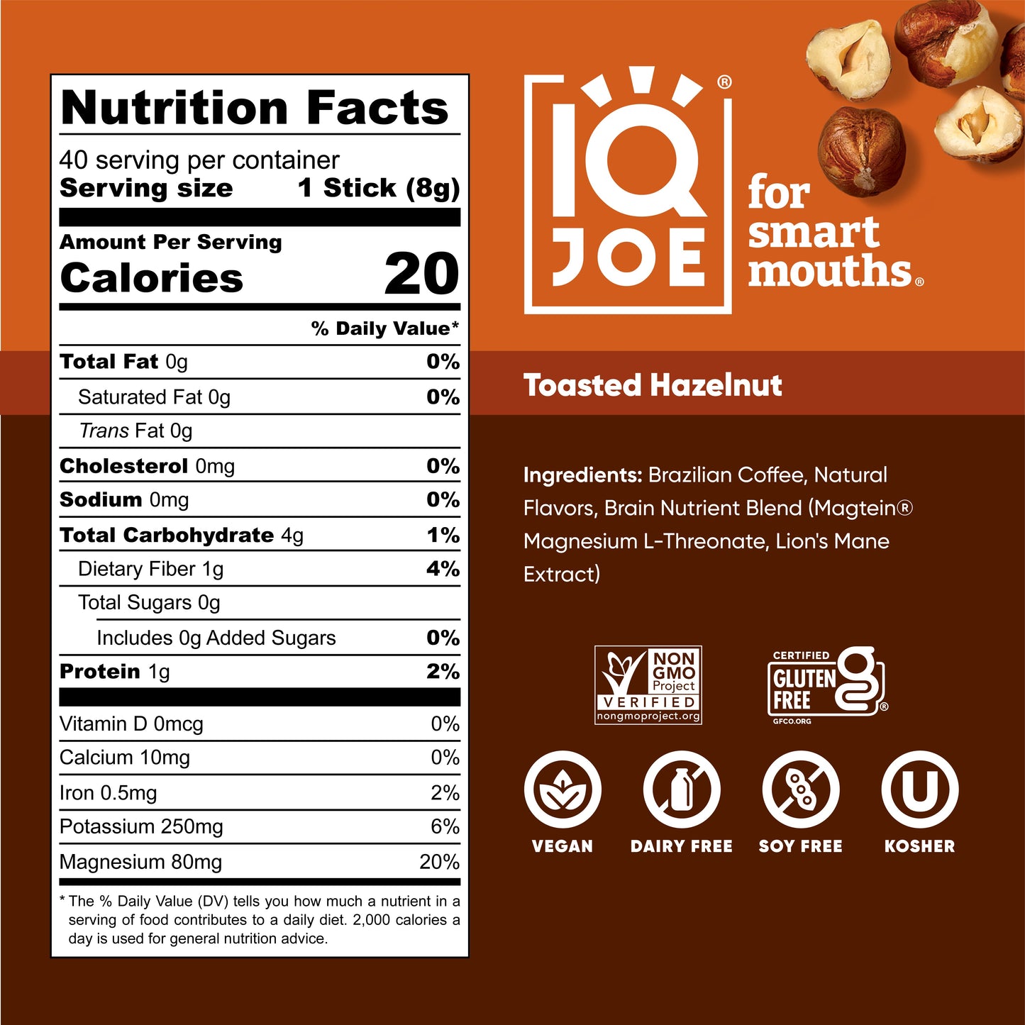 IQJOE Toasted Hazelnut Instant Coffee Sticks