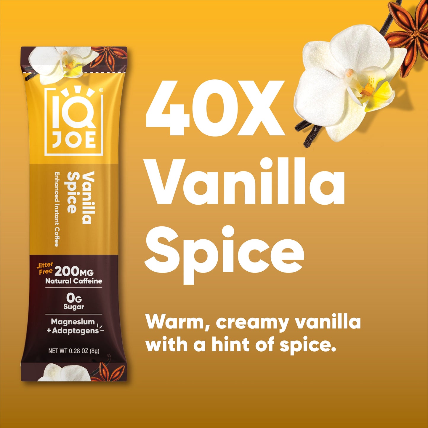 IQJOE Vanilla Spice Instant Coffee Sticks – 40 Count