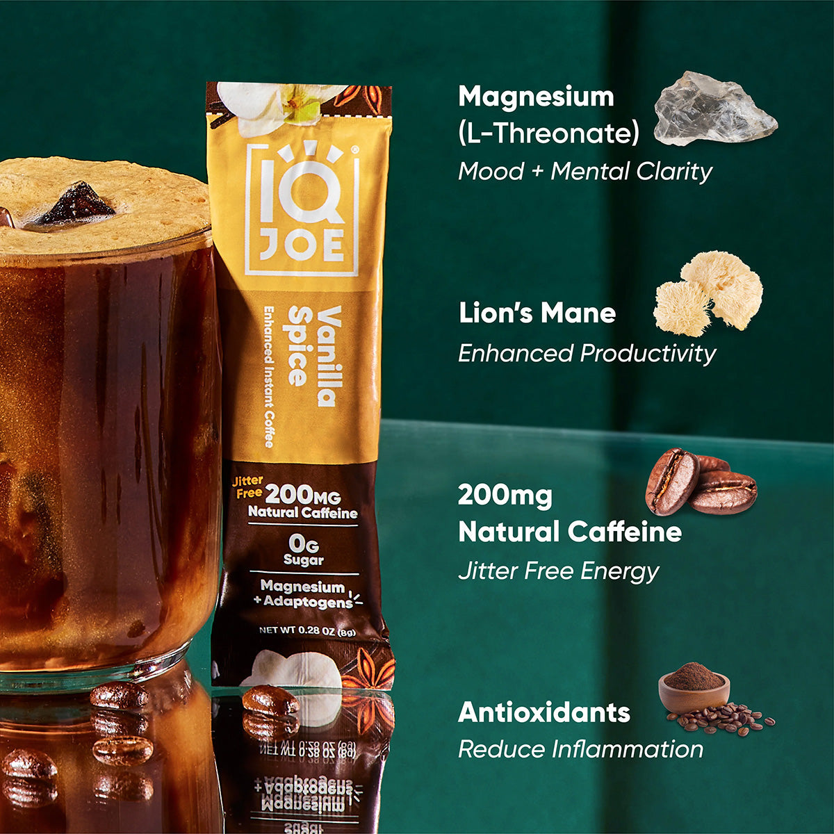 IQJOE Vanilla Spice Instant Coffee Sticks – 40 Count