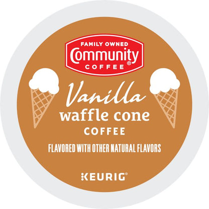 Vanilla waffle cone flavored coffee K-Cup packaging