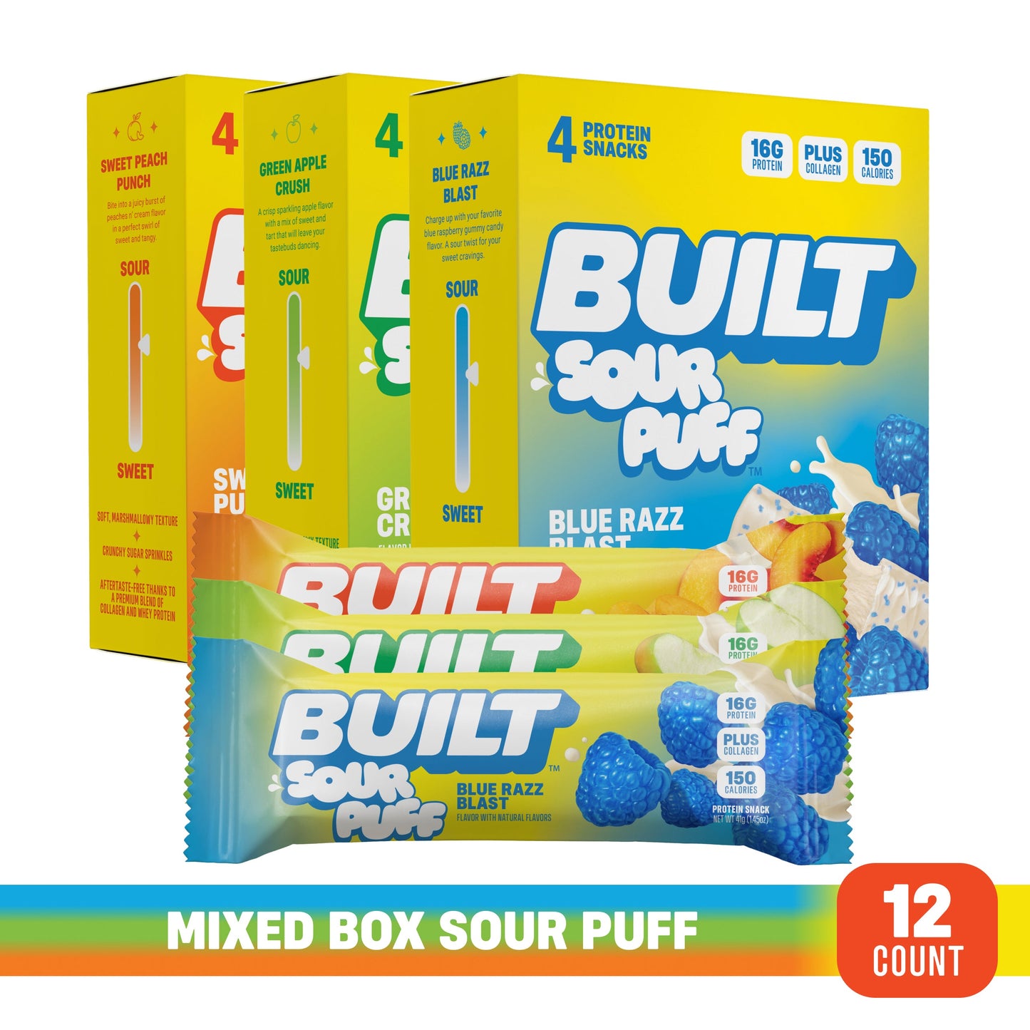 Sour Puff Protein Bar Variety Pack 12ct – Assorted Sour Flavors