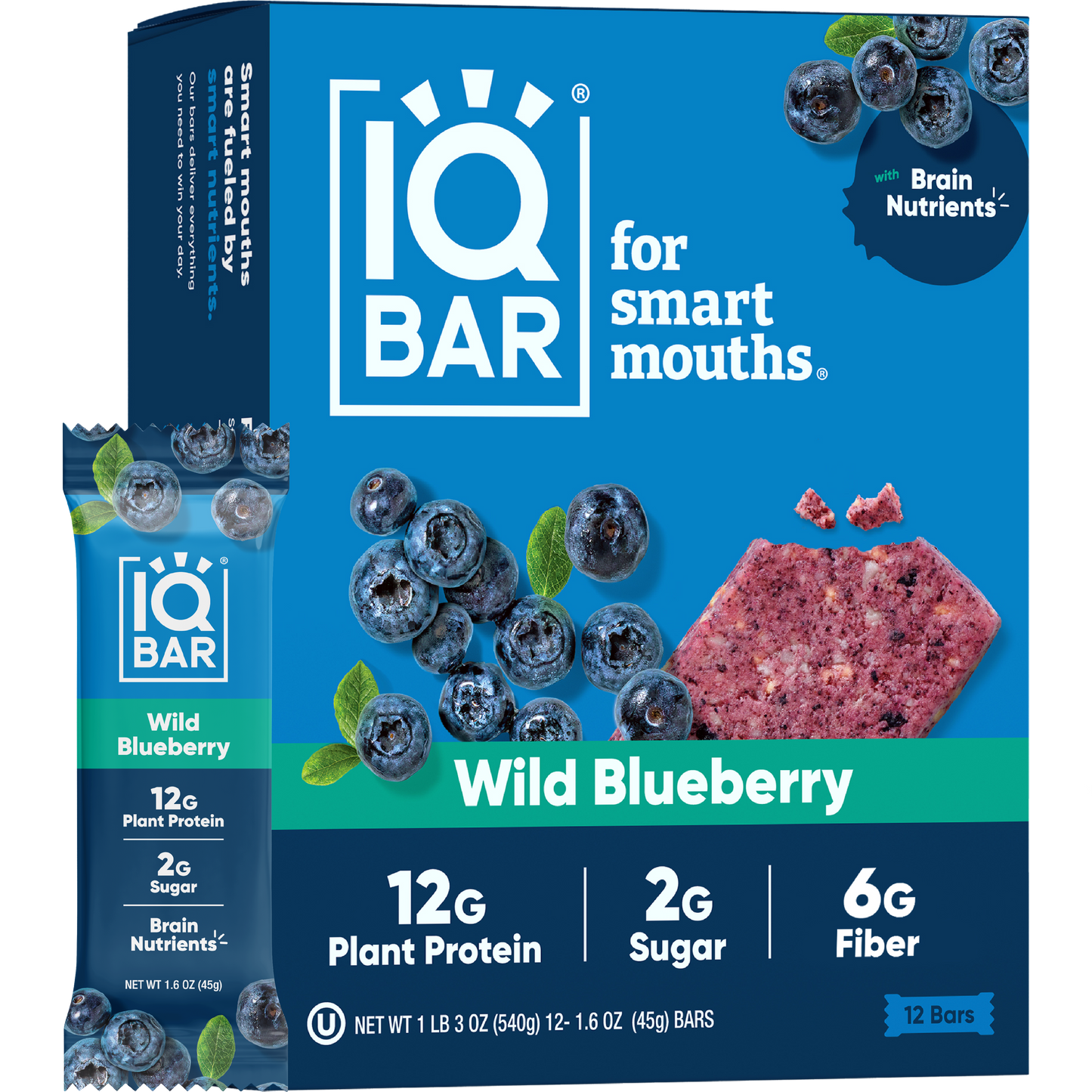 IQBAR Wild Blueberry Protein Bars Keto Friendly Snack Bars
