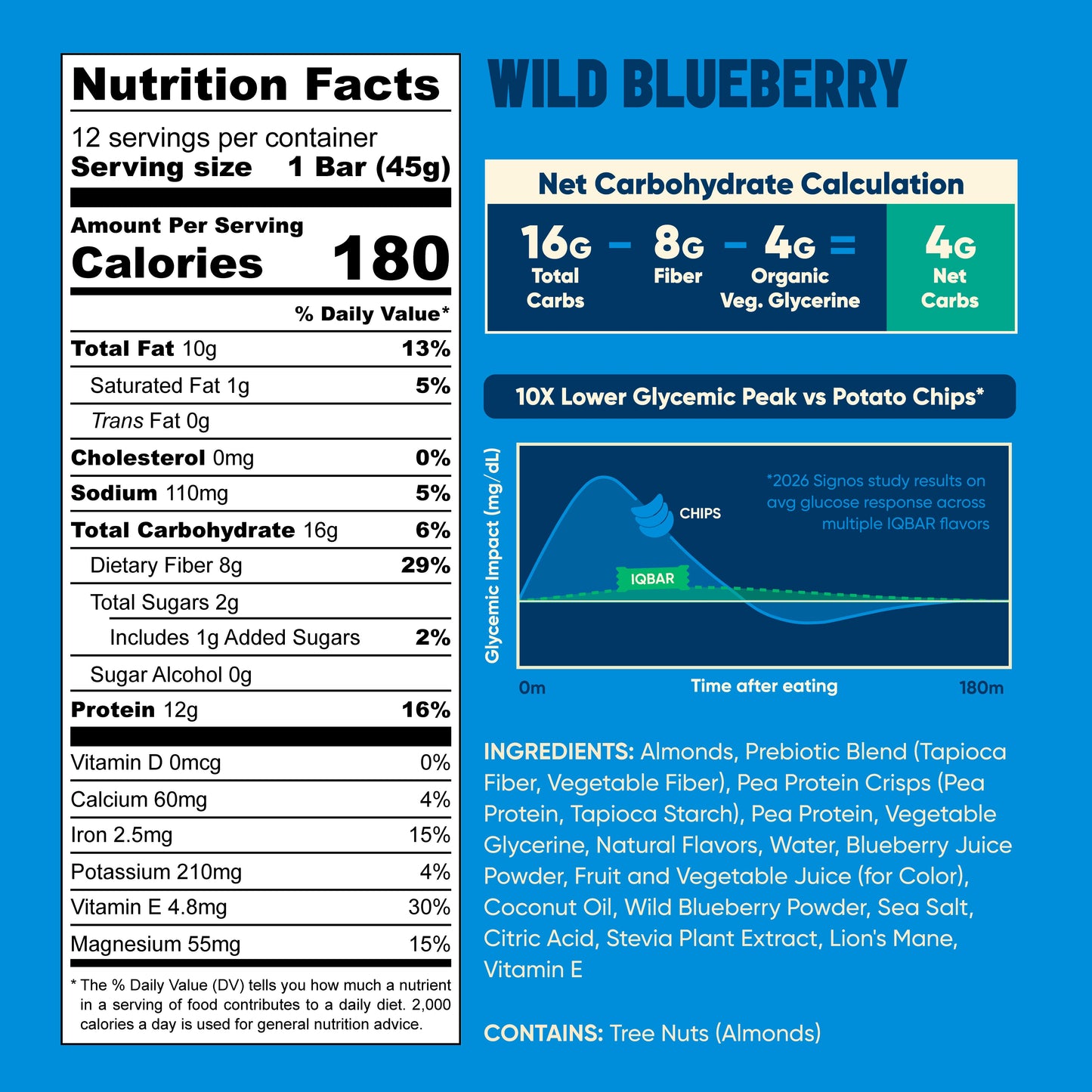 IQBAR Wild Blueberry Protein Bars Keto Friendly Snack Bars