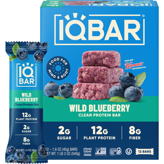 IQBAR Wild Blueberry Protein Bars Keto Friendly Snack Bars