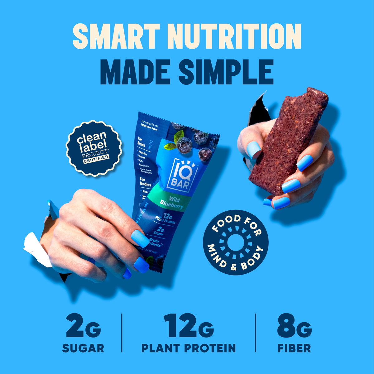 IQBAR Wild Blueberry Protein Bars Keto Friendly Snack Bars