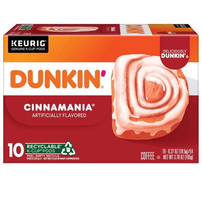 Dunkin Cinnamania Cinnamon Flavored Coffee K-Cup Pods