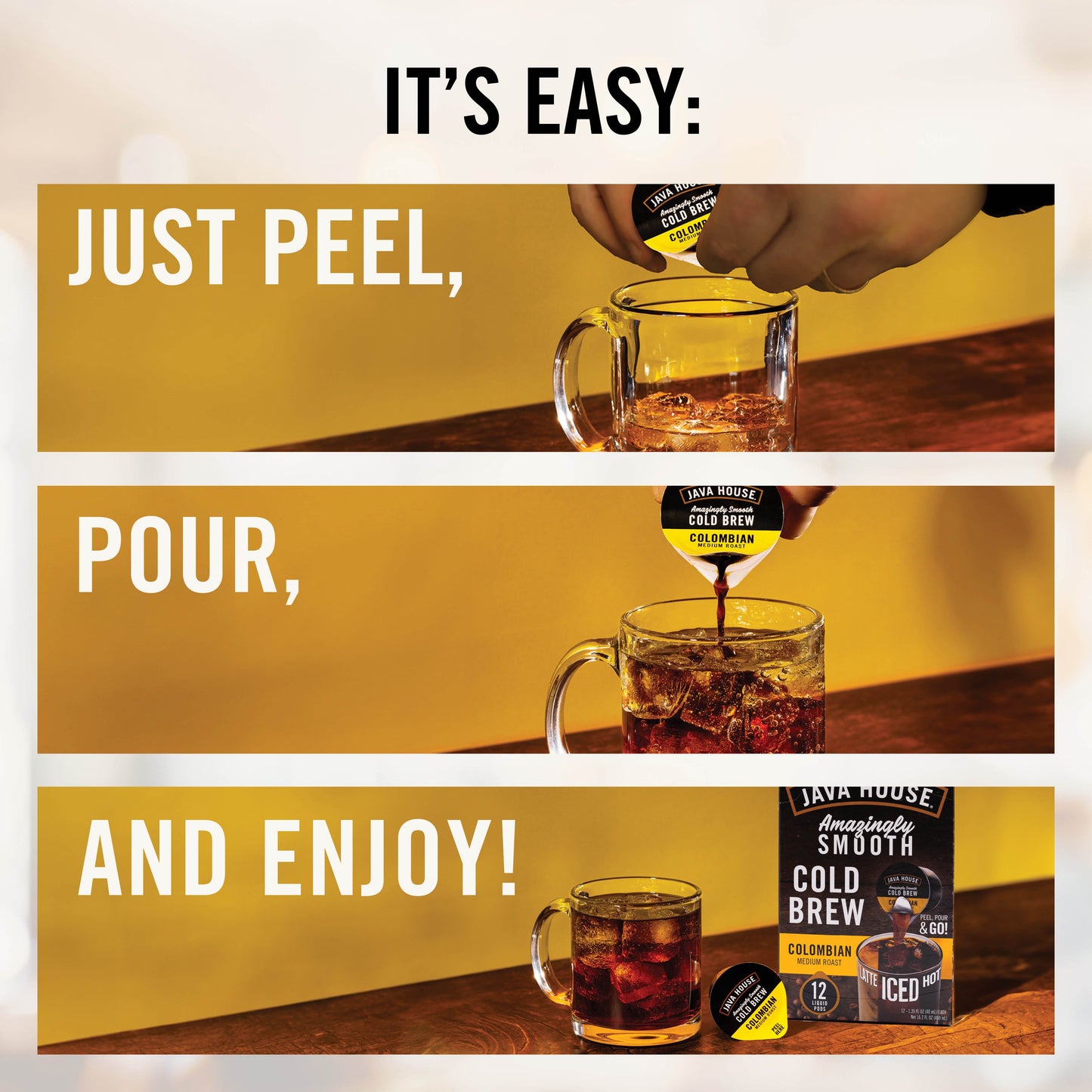 Java House Cold Brew Coffee Pods Decaf | Peel & Pour Cold Brew Coffee